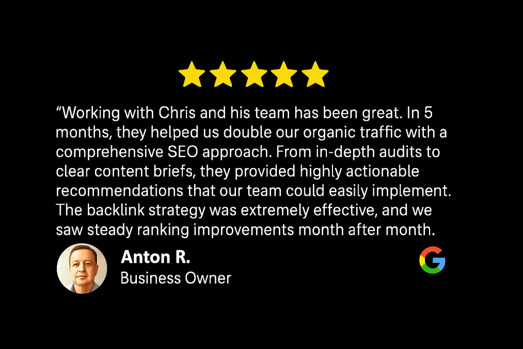 What a client said about Chris Tzitzis's digital marketing services.